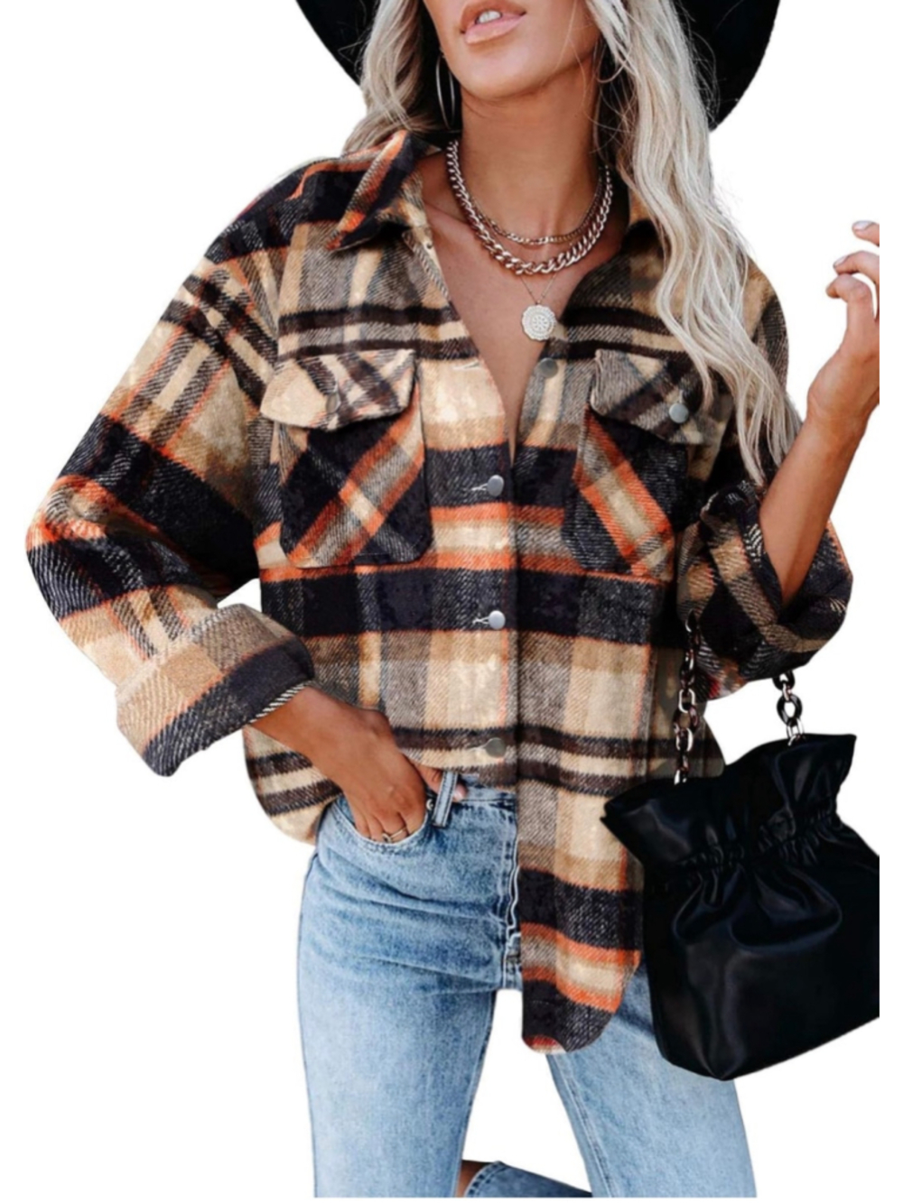 NEW Flannel Button Down Shirts Boyfriend Long Sleeve Oversized M